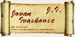 Jovan Ivašković vizit kartica